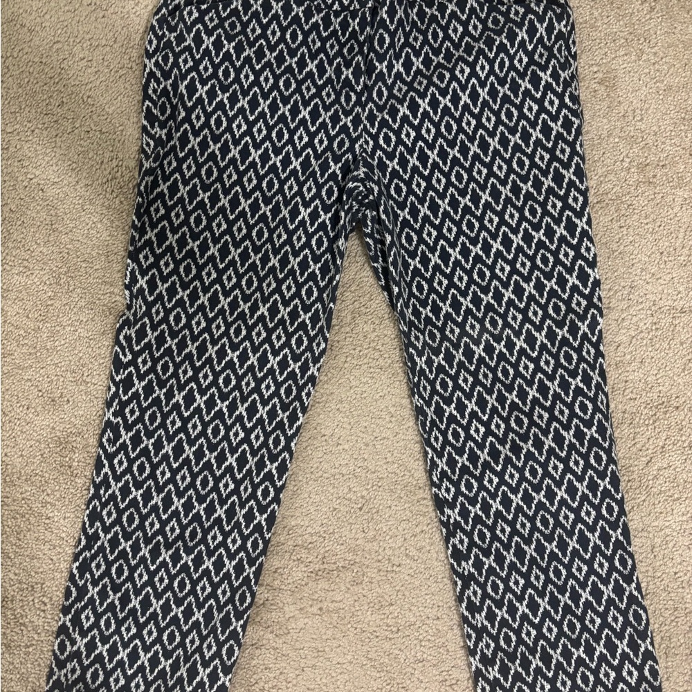 Navy Geometric Cropped Slacks